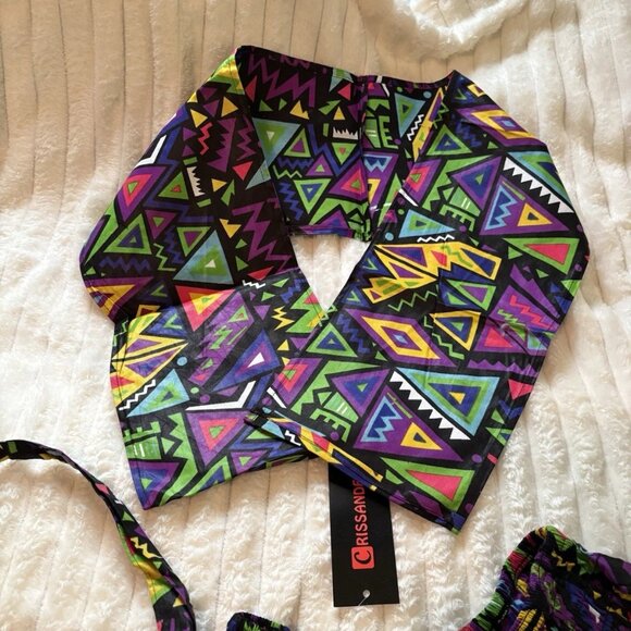 Ankara wax-printed Skirt w/Scarf African Print Colorful Free Size - Picture 5 of 8